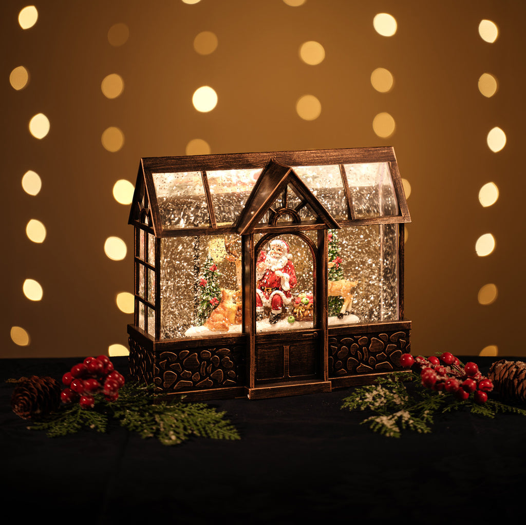 Christmas Lantern Snow Globe with Santa Styled