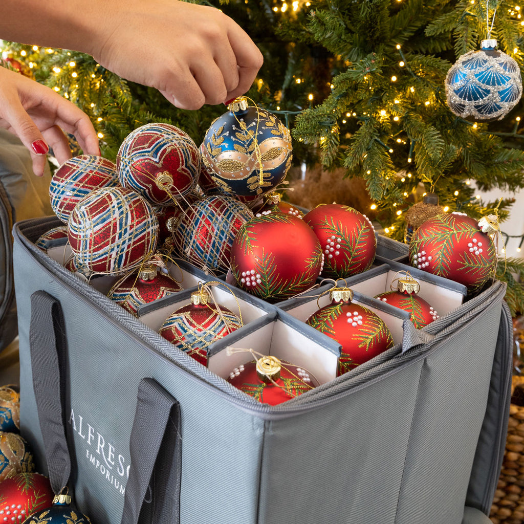 Christmas Ornaments Storage Bag Styled With Baubles