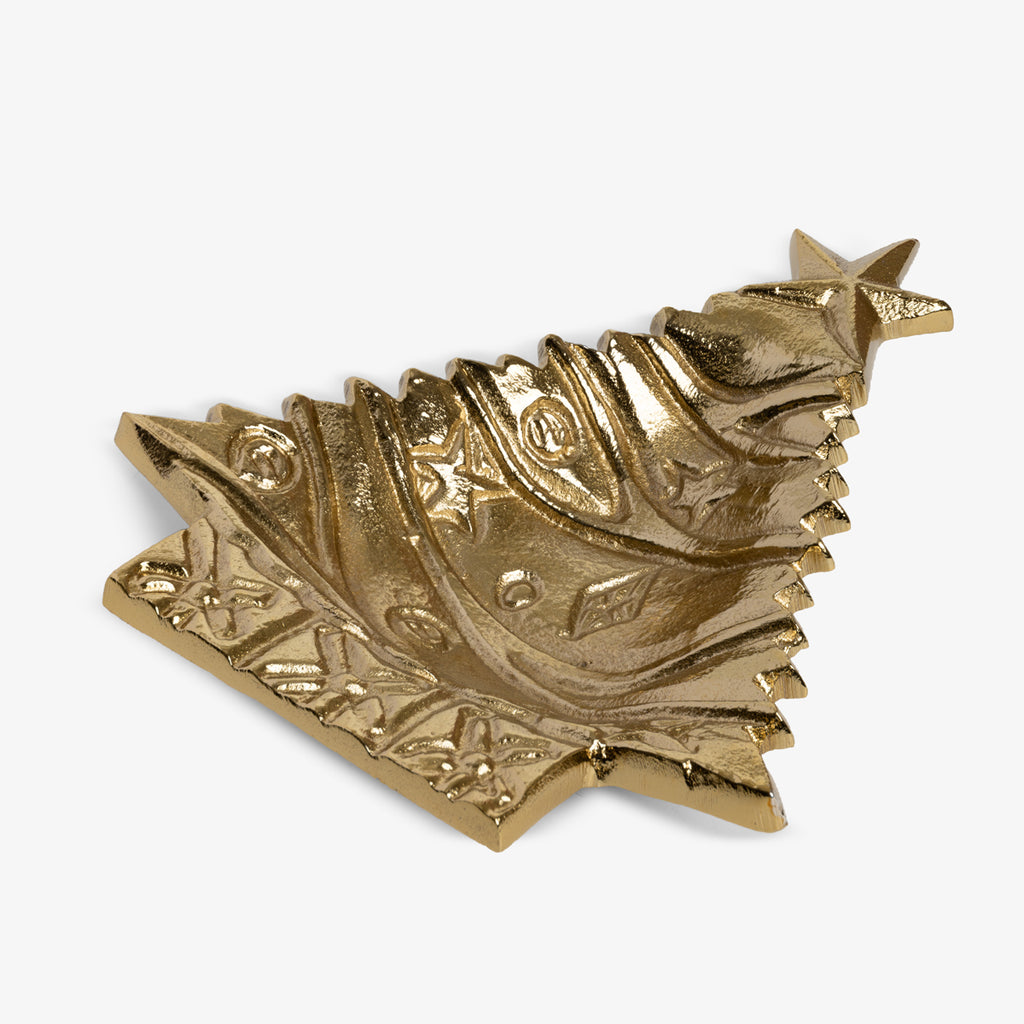 Christmas Tree Dish Gold Front