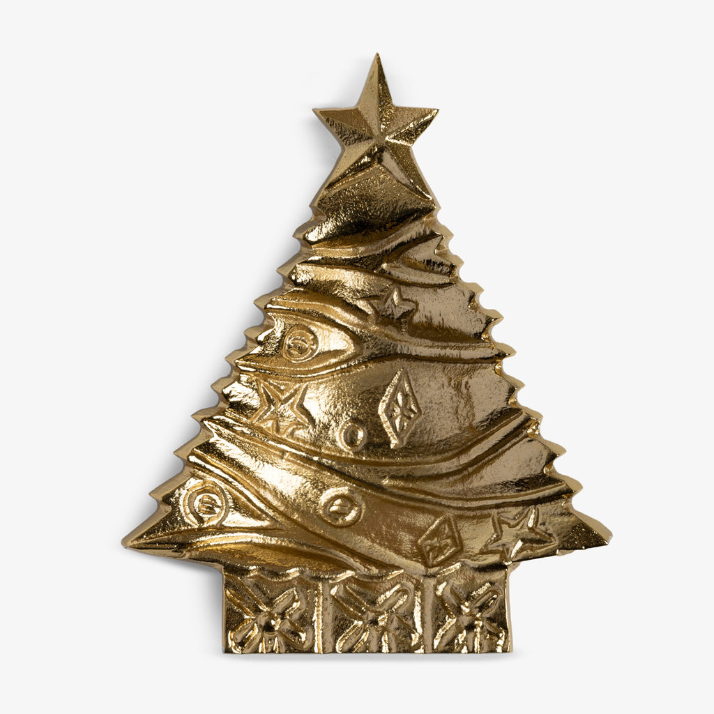 Christmas Tree Dish Gold Top