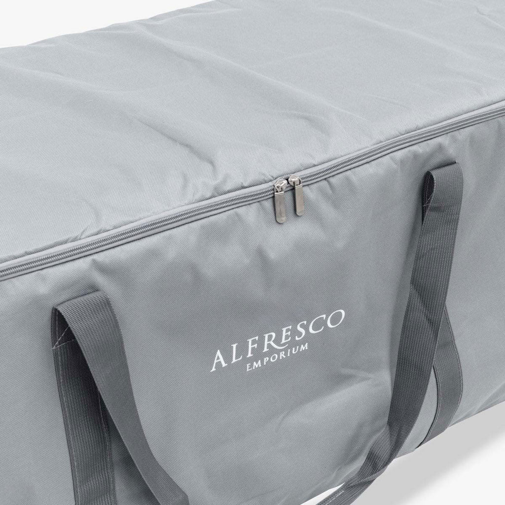 close up of storage bag zips and handle