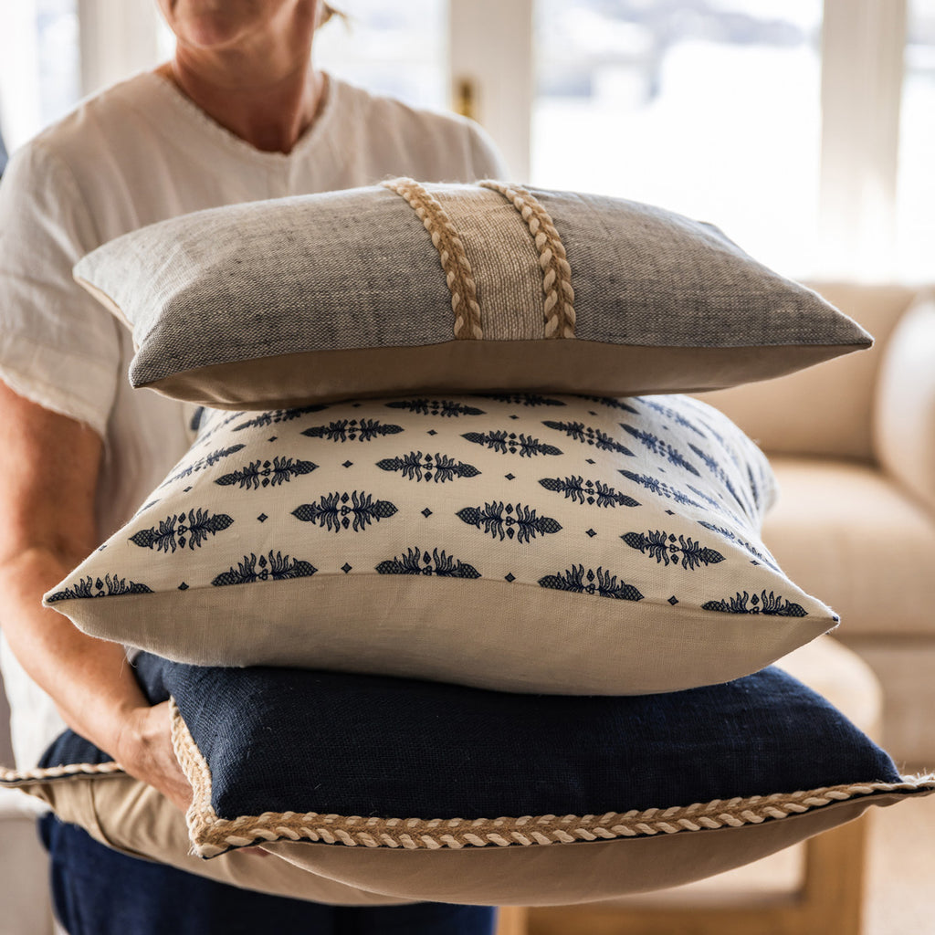 Coastal Cushion Bundle (Ananas) Styled With Model