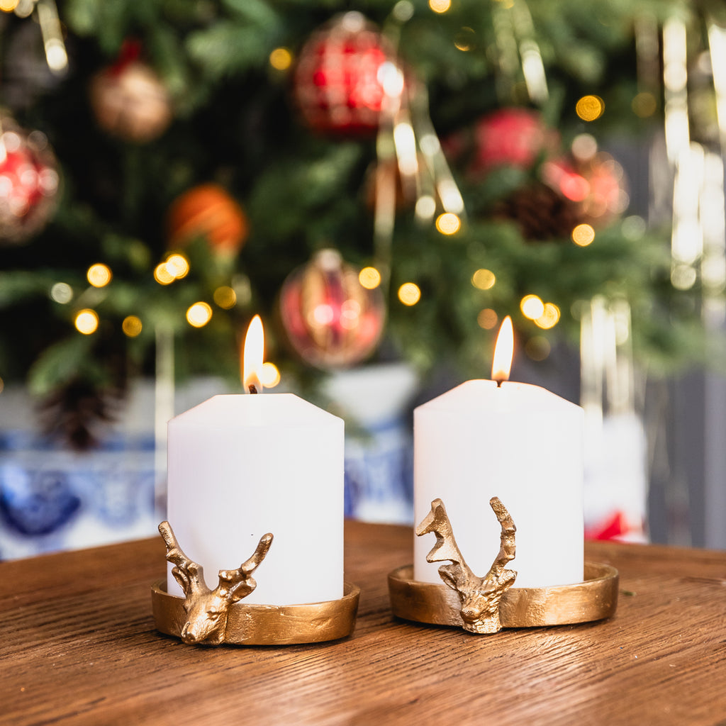 Deer Head Candle Holders Gold Styled