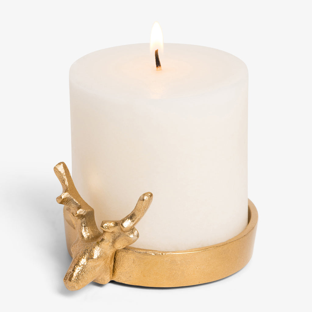 Deer Head Candle Holders Gold With Candle