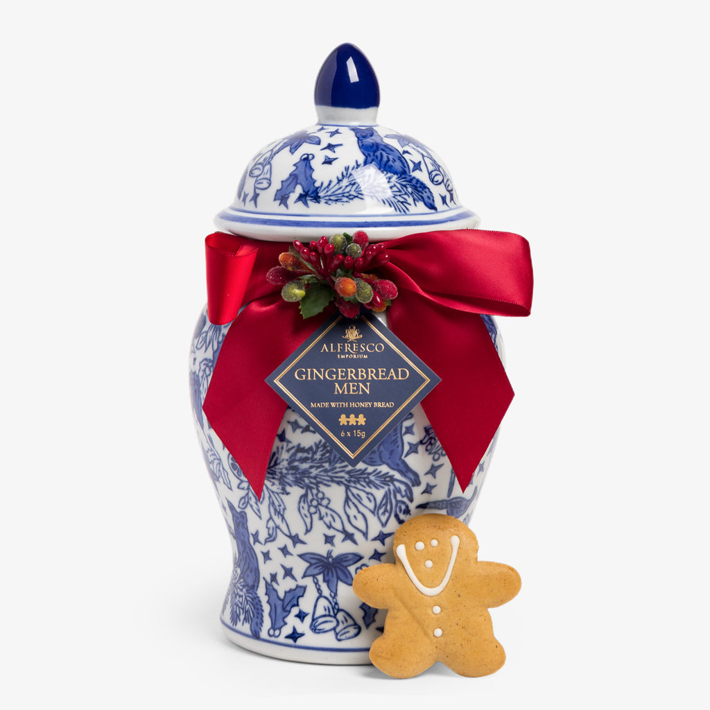 Dynasty Gingerbread Men Jar 2023 Blue Reindeer