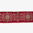 Embroidered Velvet Wire Ribbon Red & Gold 9m Front