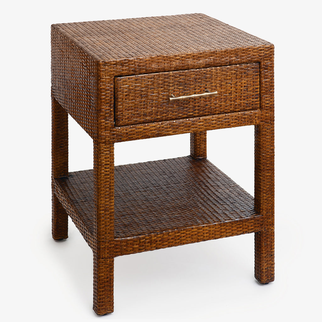 Rattan Side Table Brown Front