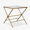 St Kitts Glass & Brass Bamboo Cross Leg Side Table Side View