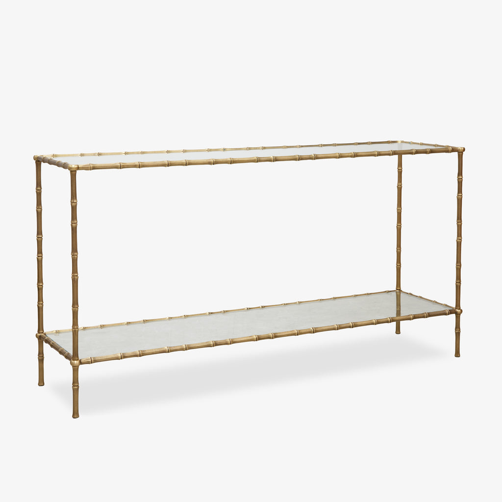 St Kitts Glass & Brass Bamboo Console Side View
