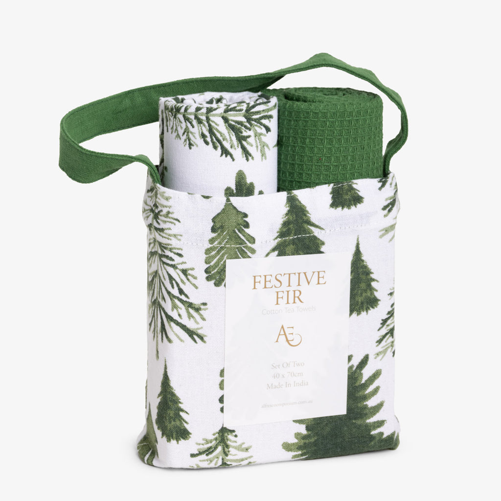 Festive Fir Tea Towels Set Of Two Front