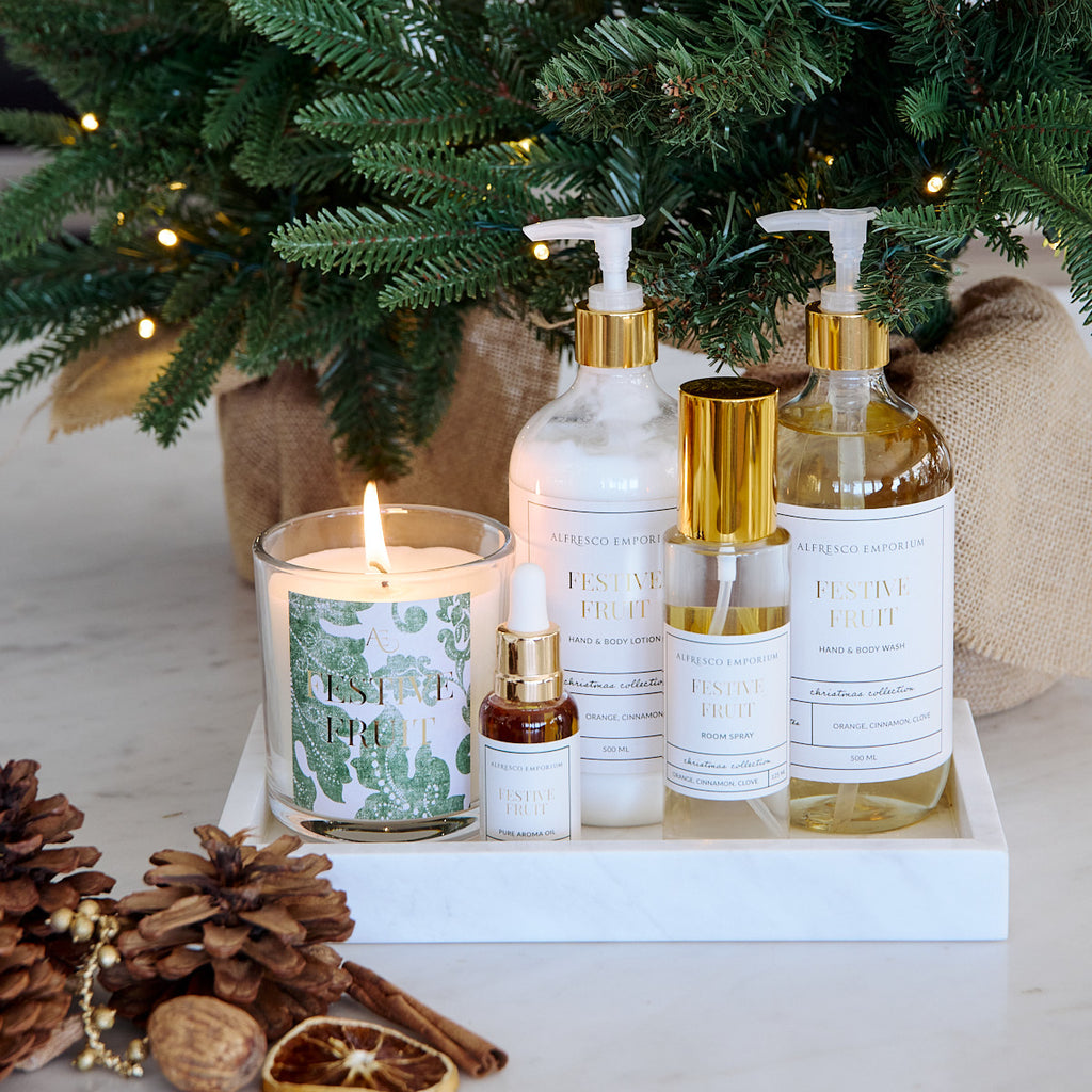 Festive Fruit Candle Styled As Group