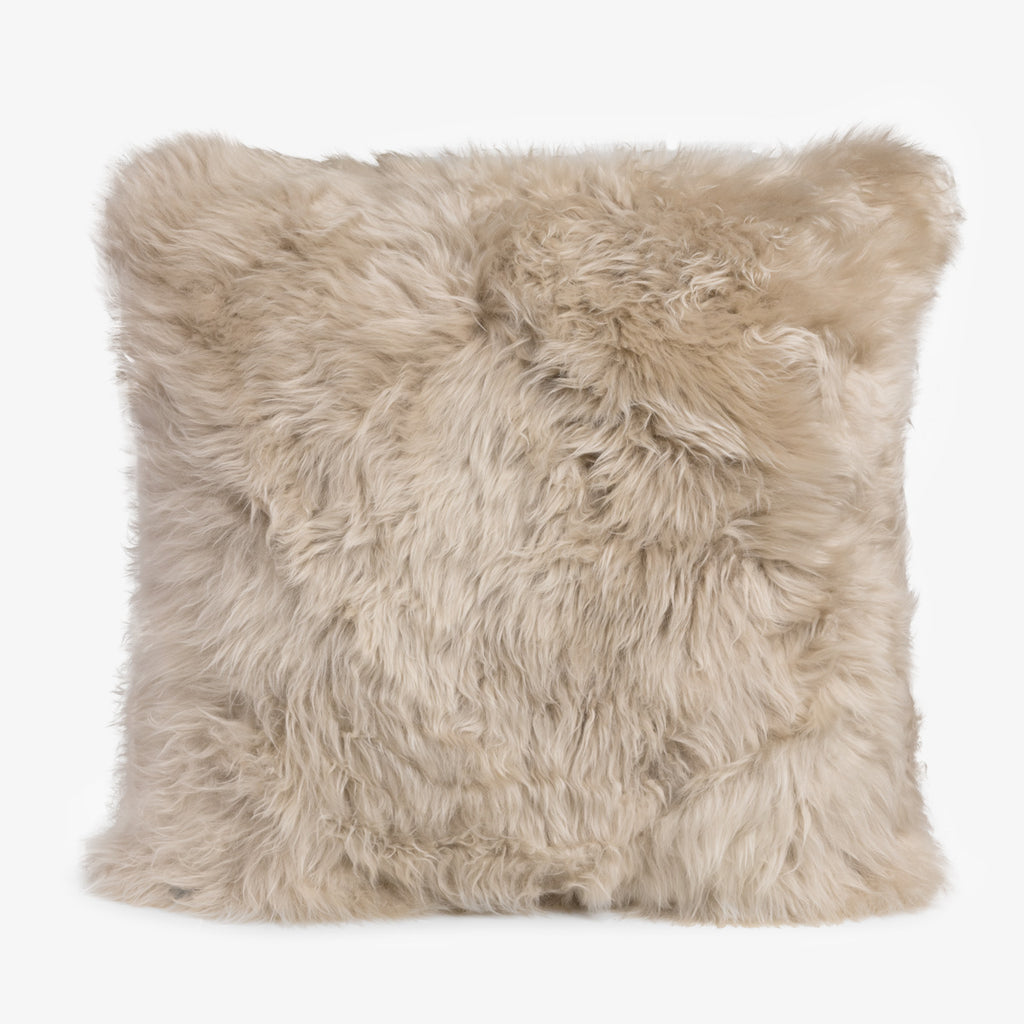 Nappa Sheepskin Cushion With Flax Back Front