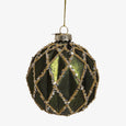 Fluted Glass Bauble Sets Green Front