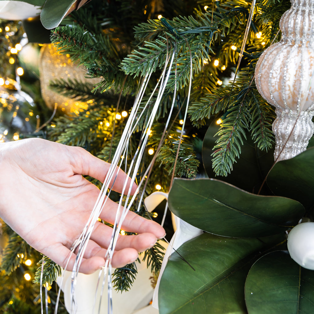 Fringe Tinsel Strands Silver 49cm Styled