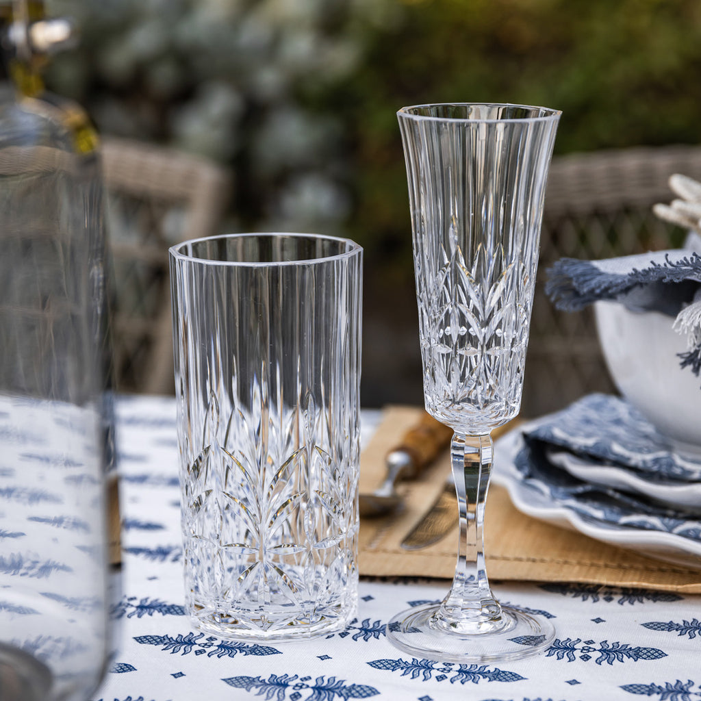 crystal style highball and champagne flute outdoor plastic glasses