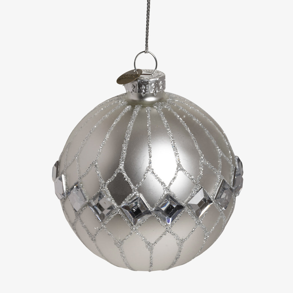 Geometric Glass Bauble Sets Silver