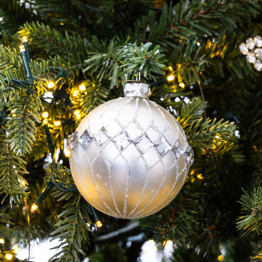 Geometric Glass Bauble Sets Silver Styled