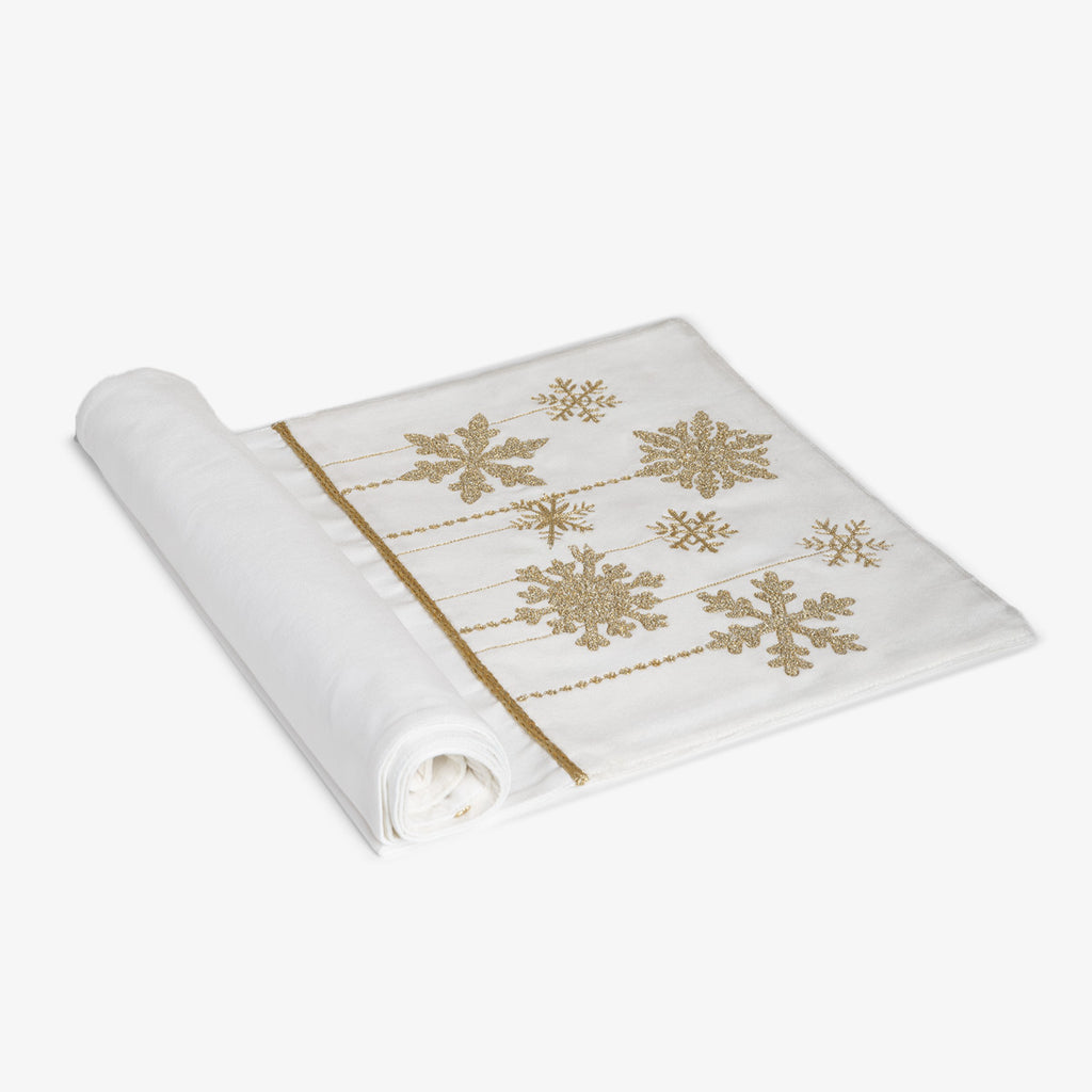 Gold Snowflake Table Runner Front