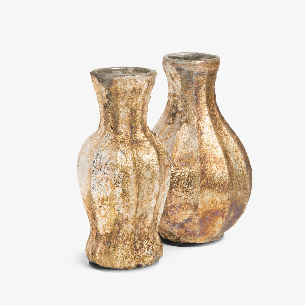 Gold Glass Vases Group