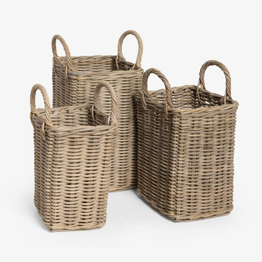 Grey Rattan Baskets Grouped