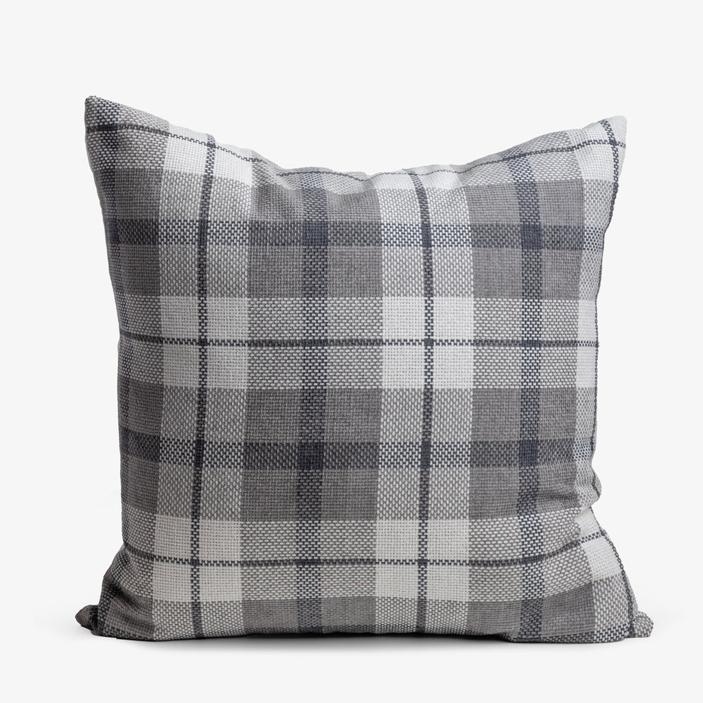 Grey Tartan Cushion Cover With Flax Back