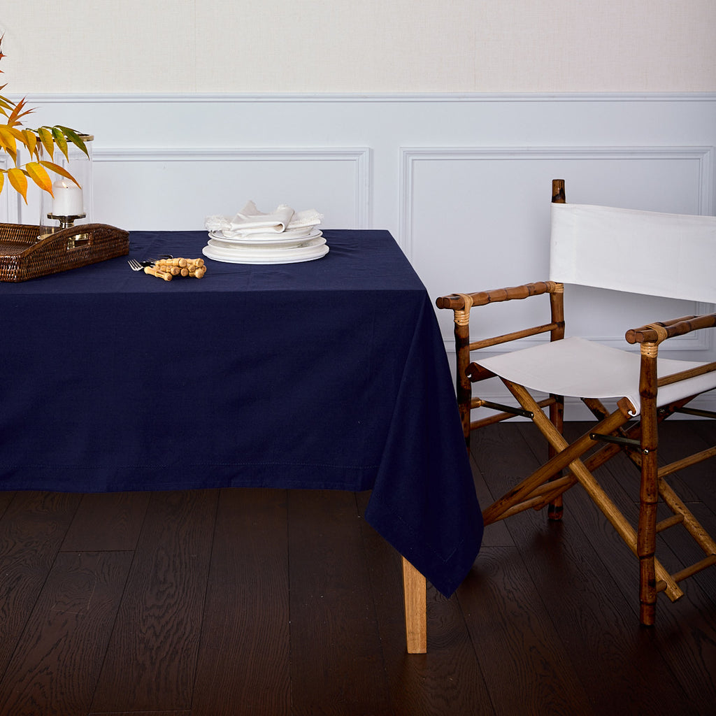 Hemstitch Tablecloths Navy Styled