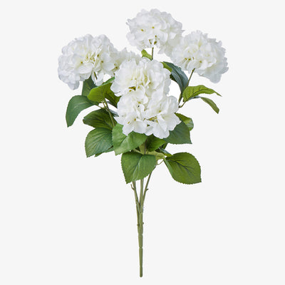 White Hydrangea Bush Stem 34cm