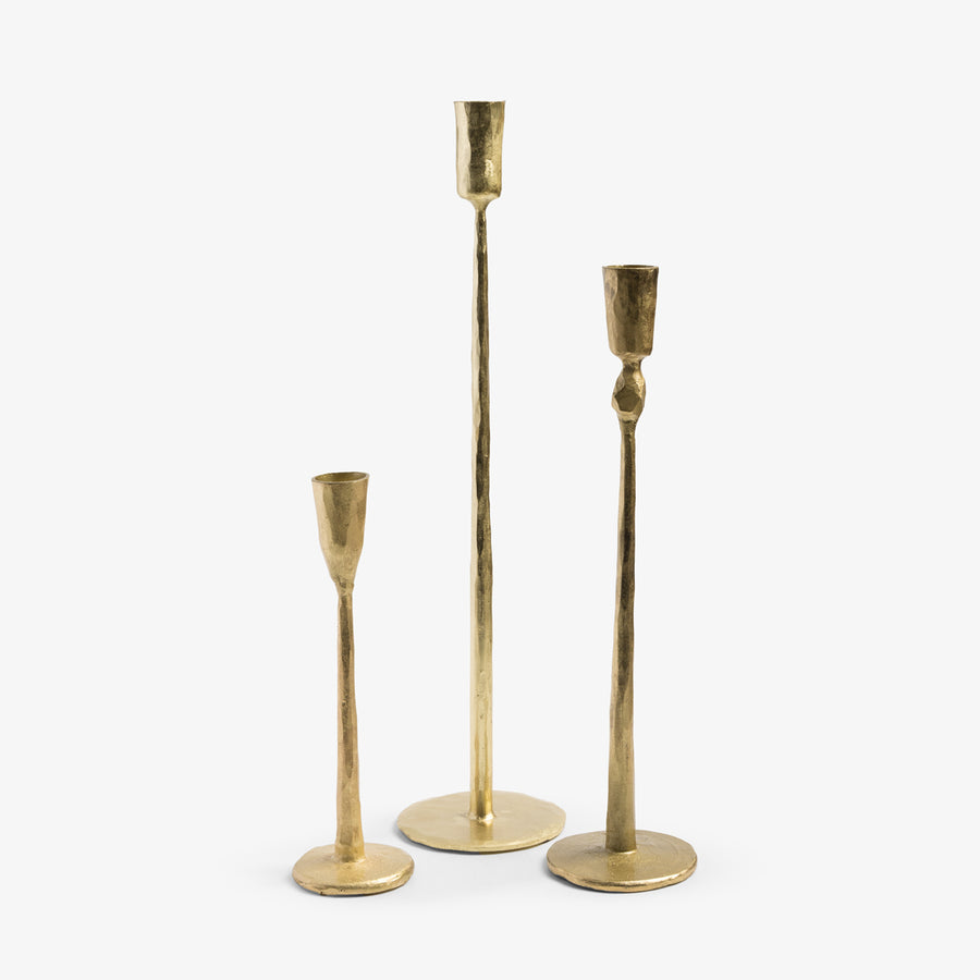 Iron Candlestick Holders Gold Grouped