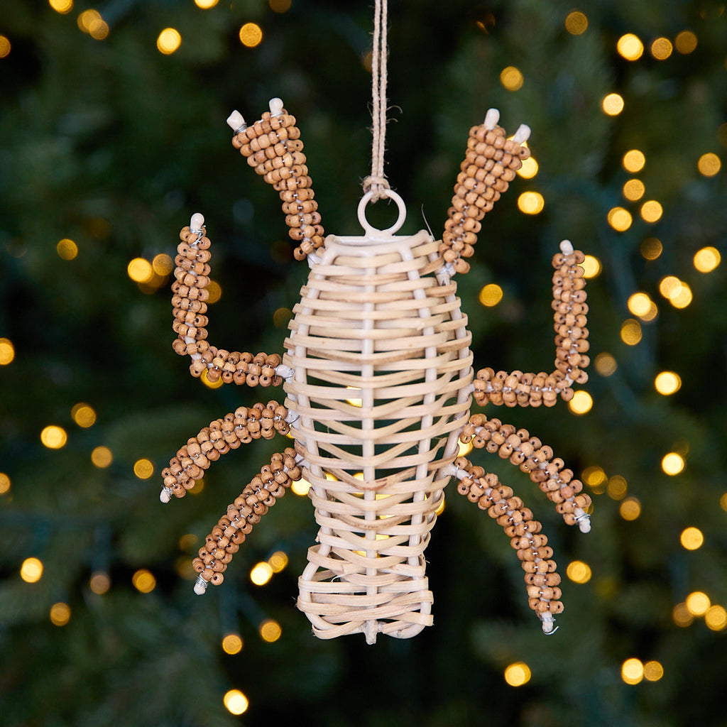 Wicker & Wooden Bead Lobster Ornament Styled