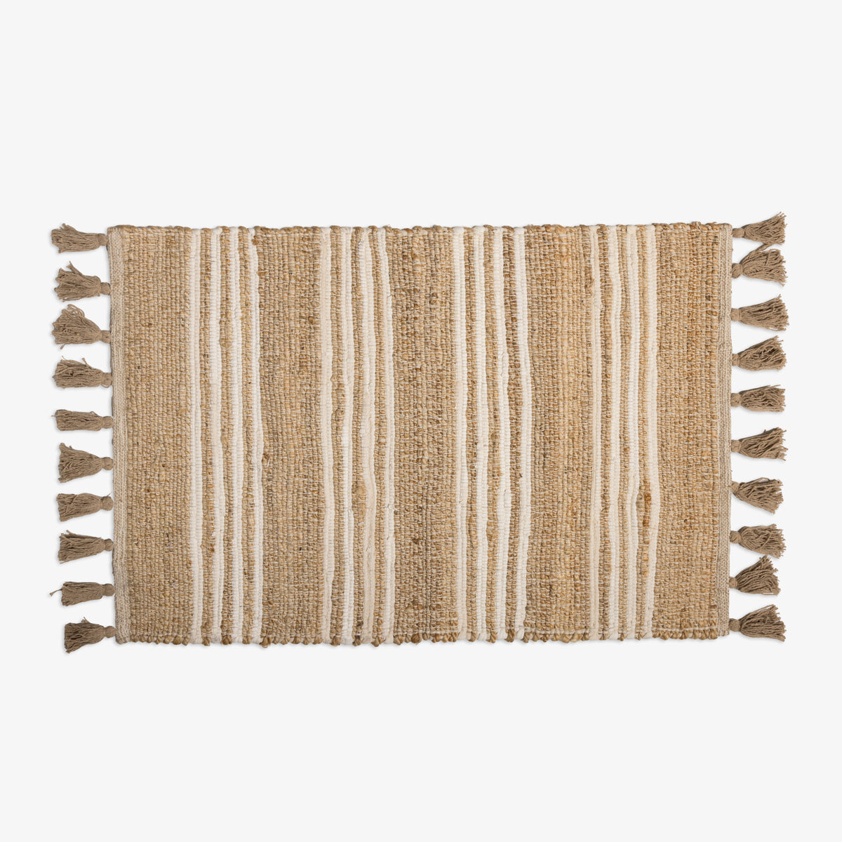 Jute Stripe Rugs With Tassels (Natural) | Rugs, Runners & Doormats