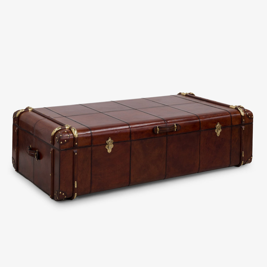 Cognac Leather Trunk Coffee Table