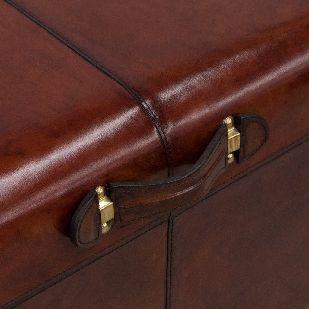 Cognac Leather Trunk Coffee Table