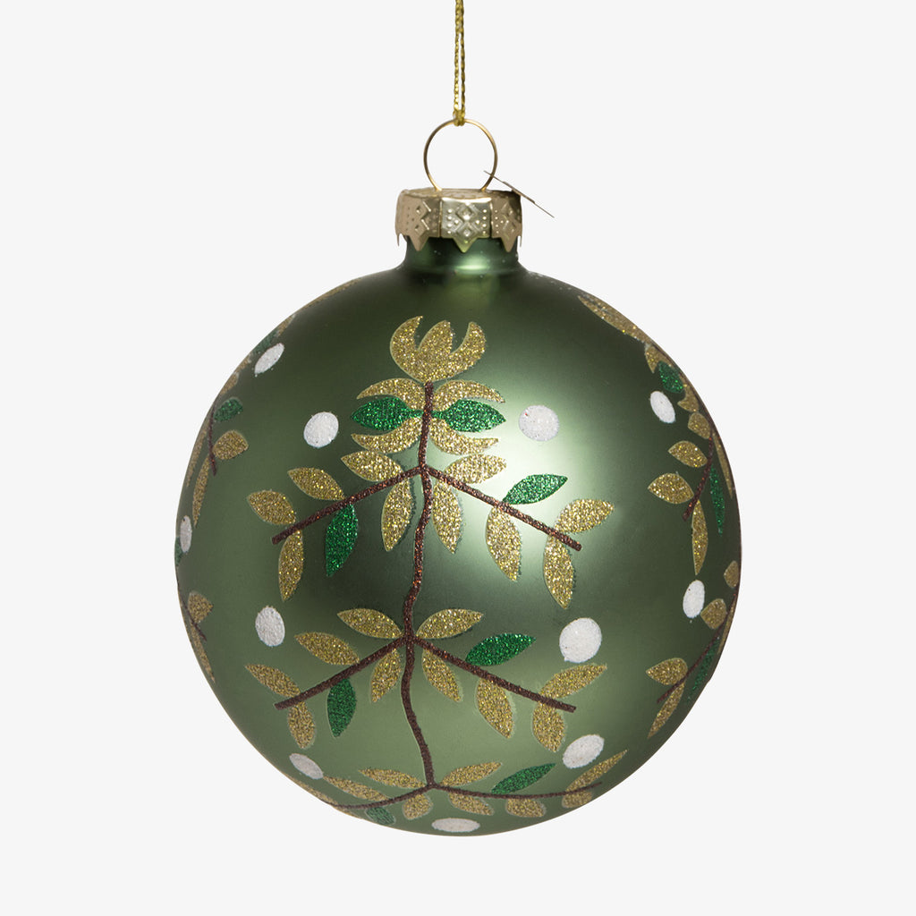 Leaves Glass Bauble Sets Green & Gold