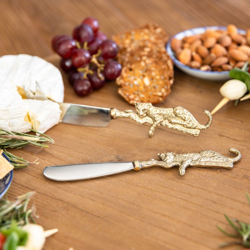 Leopard Cheese Knife Brass