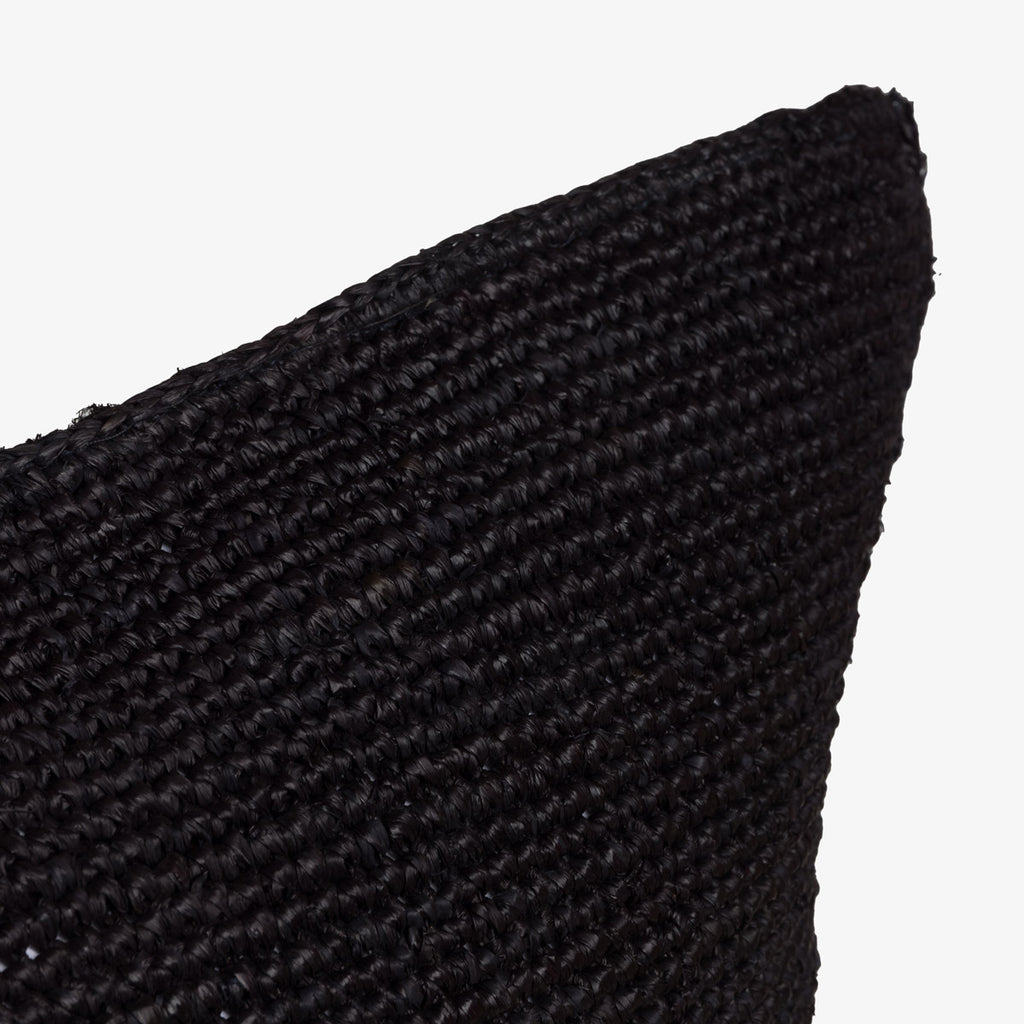 Madagascar Raffia Crochet Cushion Cover Black 45 x 45cm