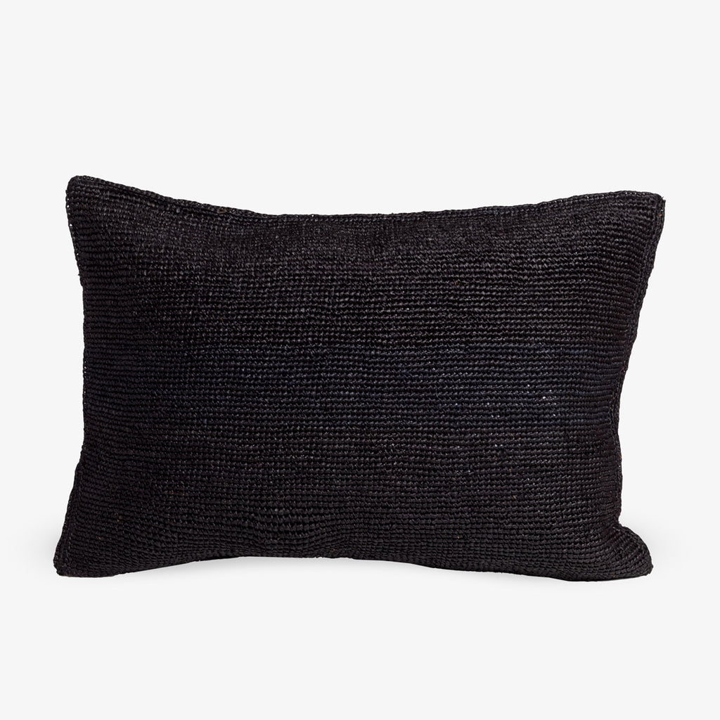 Madagascar Black Raffia Cushion Cover 60x40cm