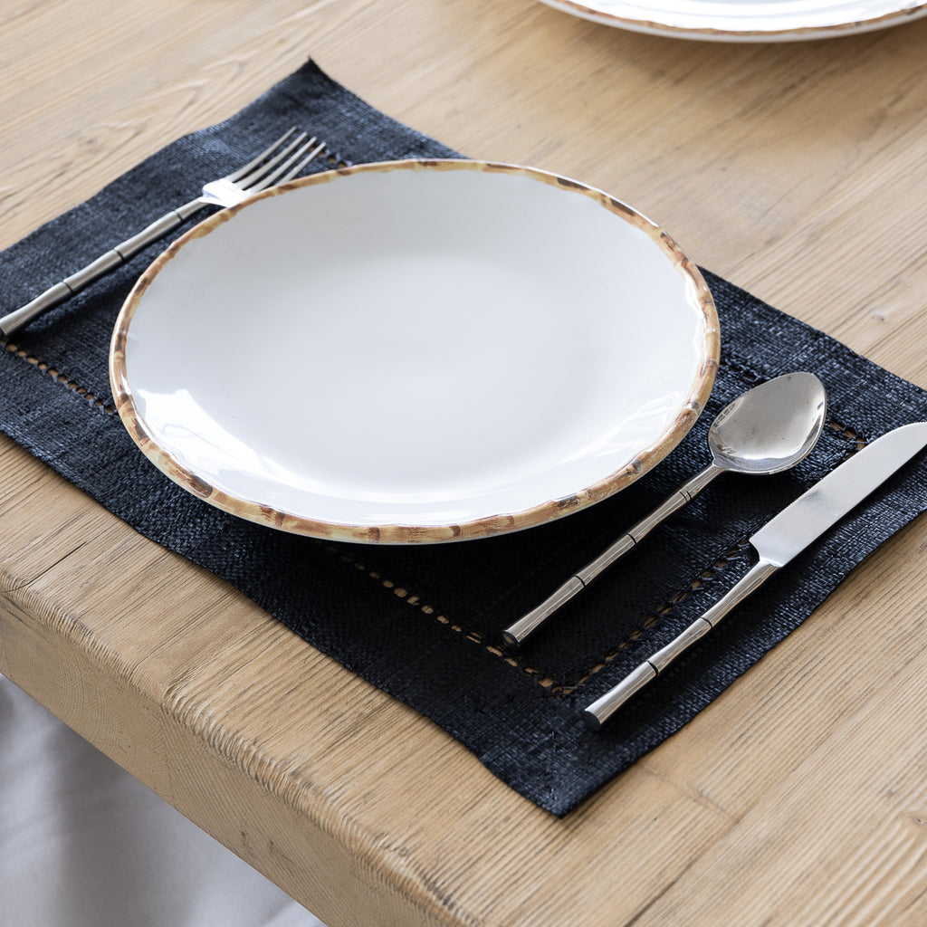 Madagascar Raffia Placemat Black Styled