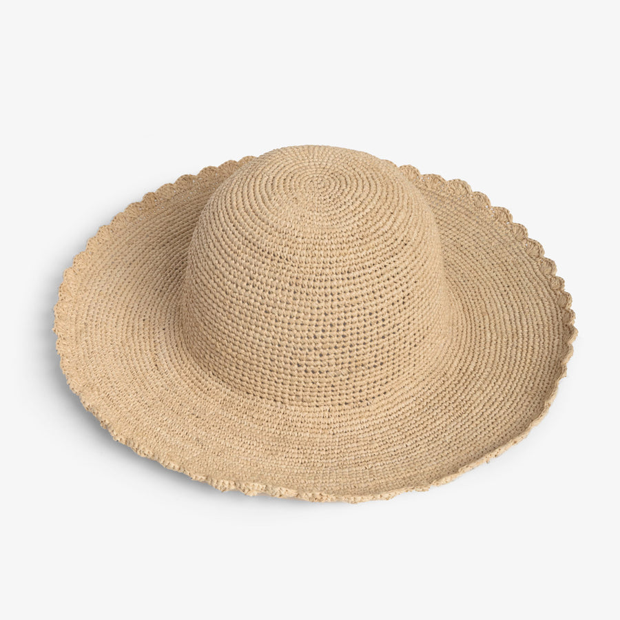 Madagascar Natural Raffia Scallop Hat