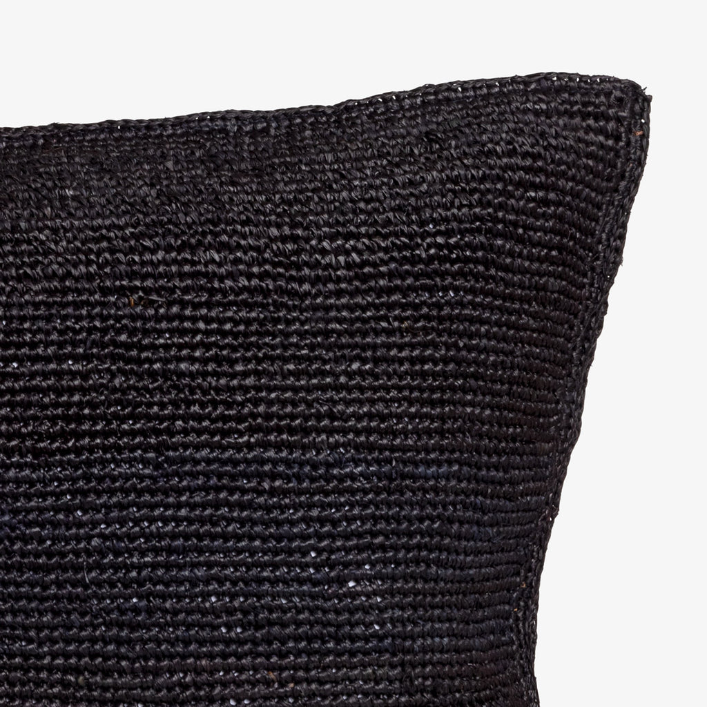 Madagascar Raffia Crochet Cushion Cover Black 60 x 40cm Detail