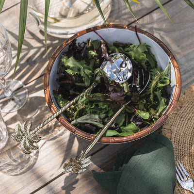 Palm Tree Salad Servers Set of Two Brass
