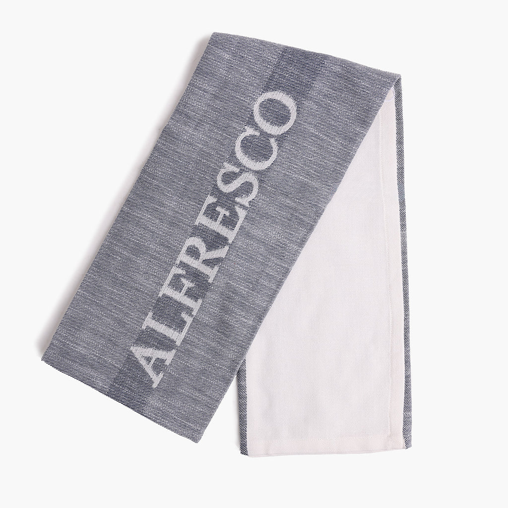 Alfresco Tea Towel Slub Navy Styled folded