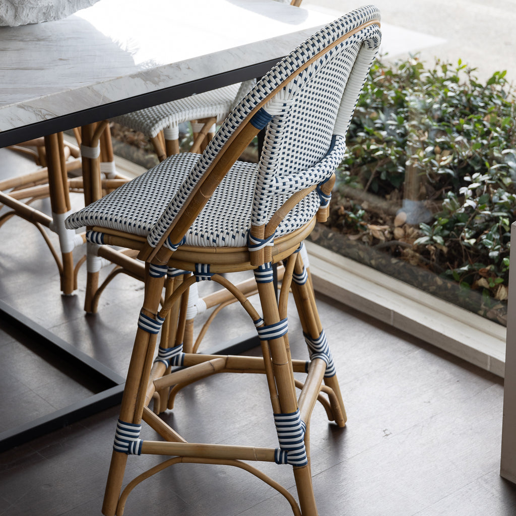 St Tropez Swivel Bar Stool Single Weave Navy Styled