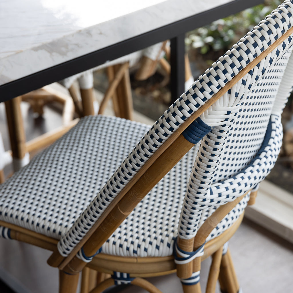 St Tropez Swivel Bar Stool Single Weave Navy Styled Detail