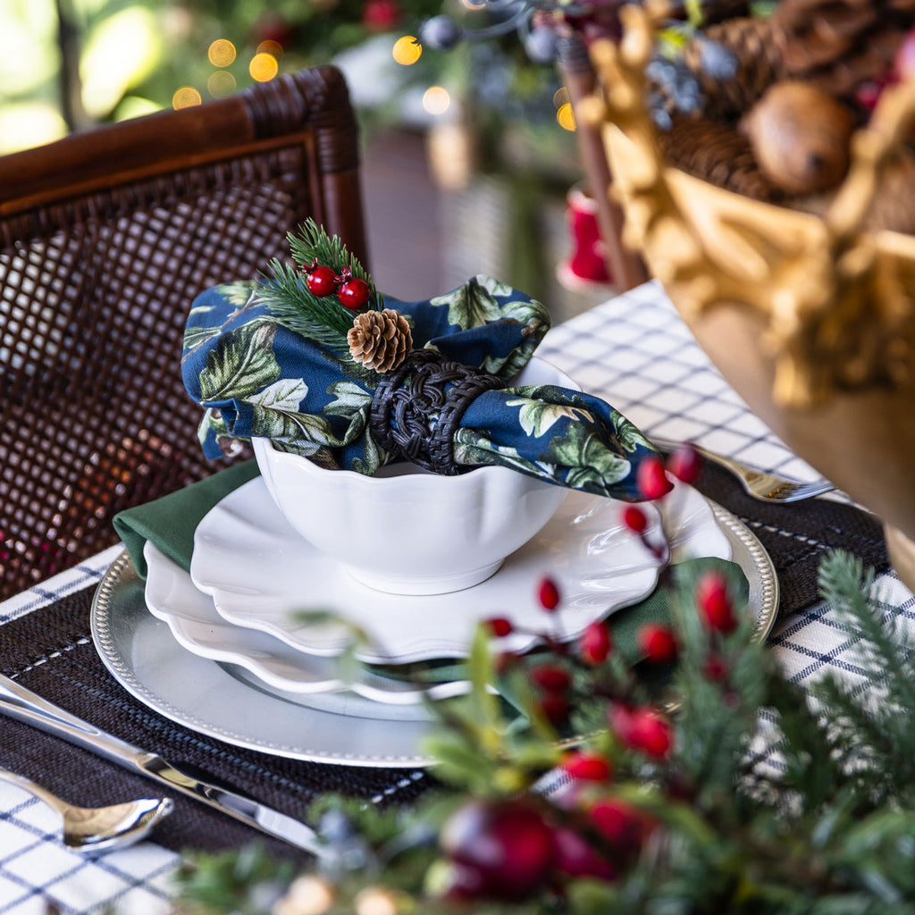 Oak Leaf Napkins Set of Four (Navy) Styled