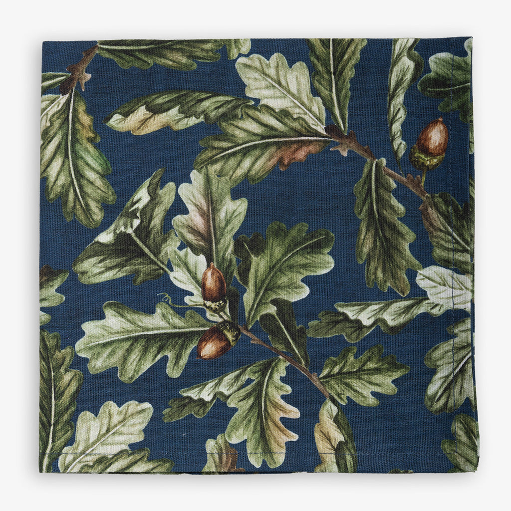 Navy Oak Leaf Napkins Set Of Four Top