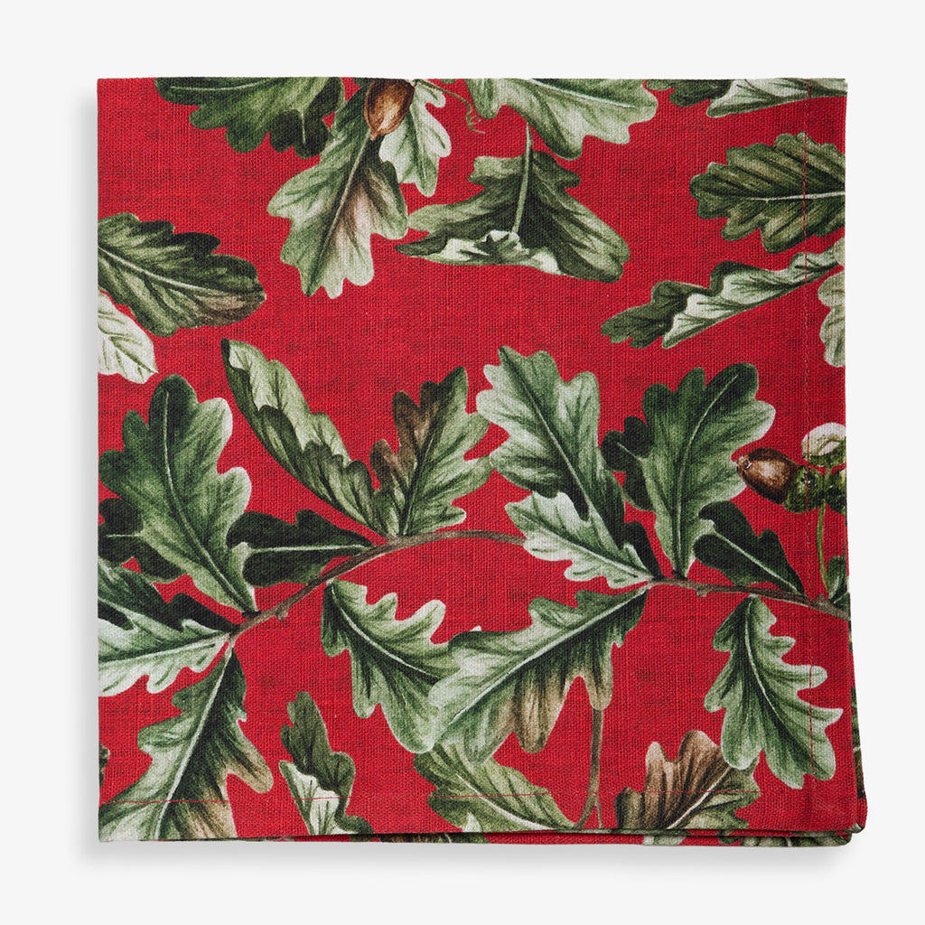 Oak Leaf Napkins Red Set Of Four Top