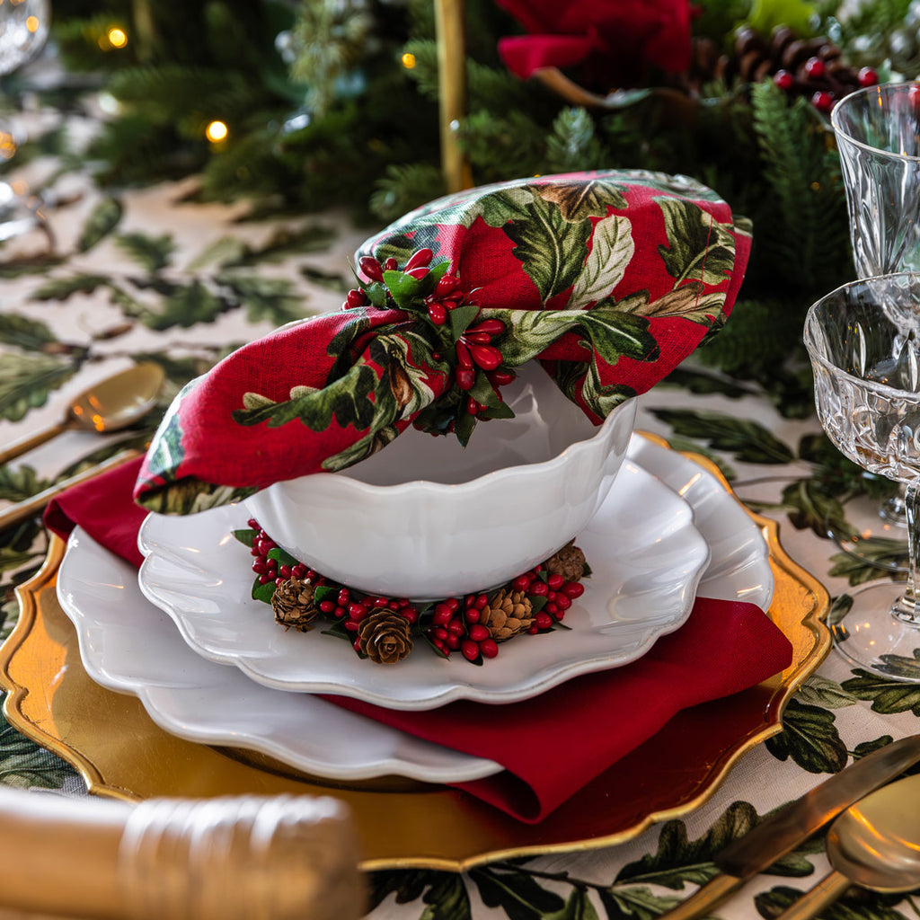 Oak Leaf Napkins Set of Four (Red) Styled