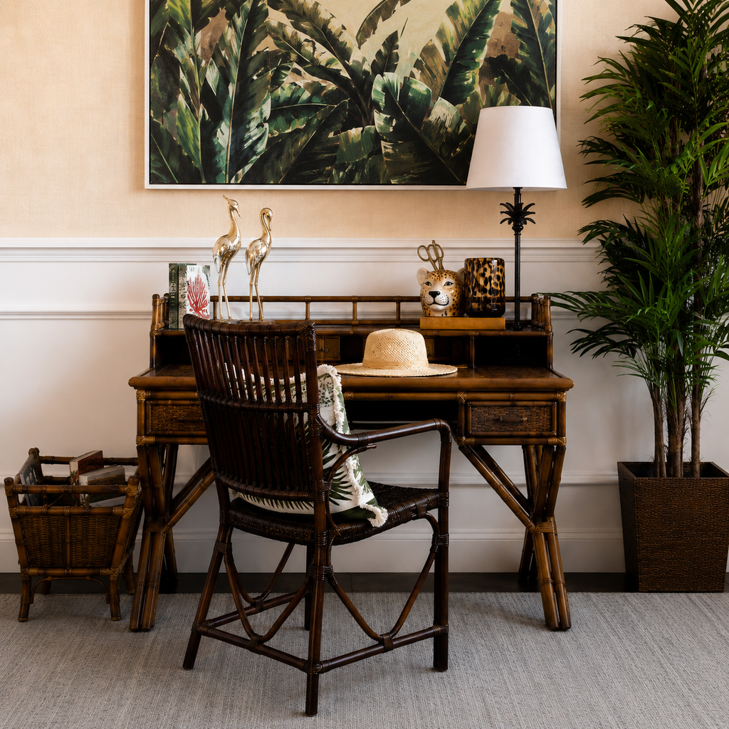 Palm Lamp Styled on Desk in Island Style Room