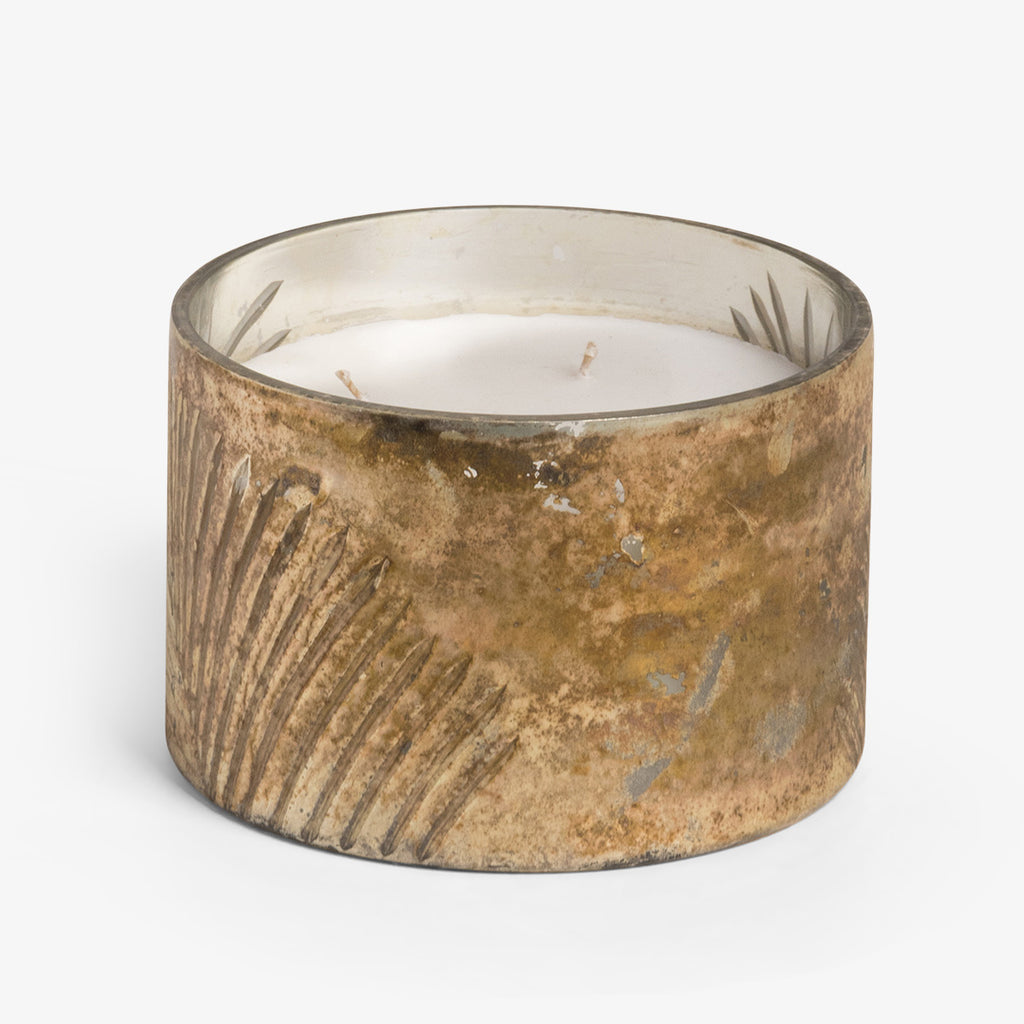 Palm Etched Mercury Glass Ocean Candle