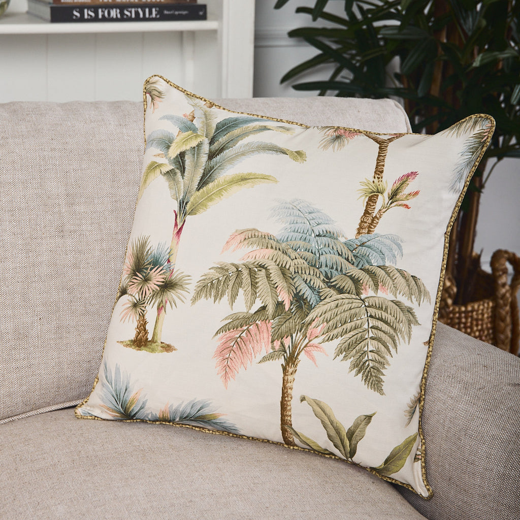 Palm Cushion Cover With Off White Back